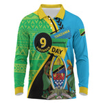 Personalized Tanzania African Pattern Long Sleeve Polo Shirt Happy Independence Day
