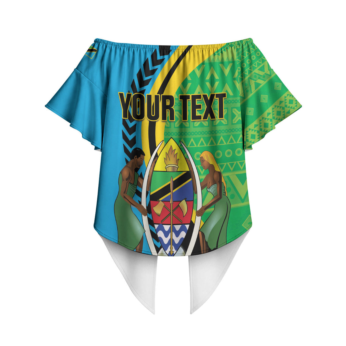 Personalized Tanzania African Pattern Off Shoulder Wrap Waist Top Happy Independence Day