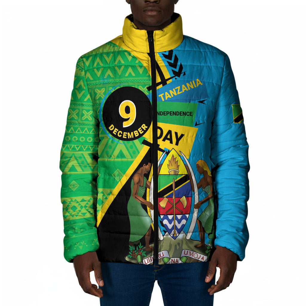 Personalized Tanzania African Pattern Padded Jacket Happy Independence Day