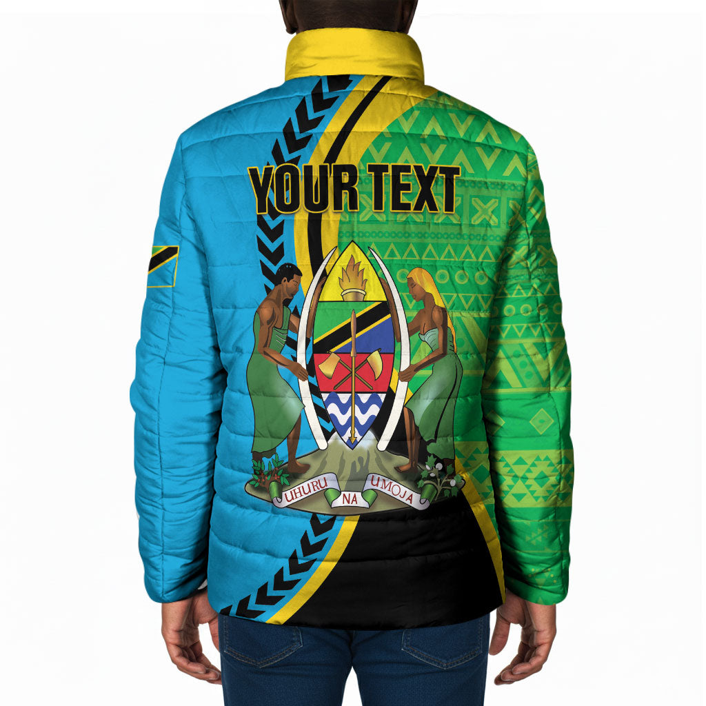 Personalized Tanzania African Pattern Padded Jacket Happy Independence Day