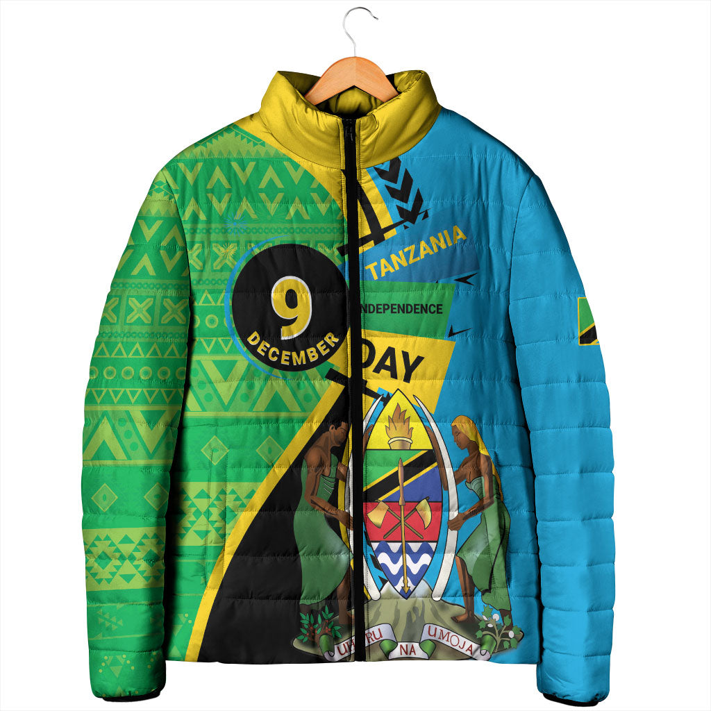 Personalized Tanzania African Pattern Padded Jacket Happy Independence Day