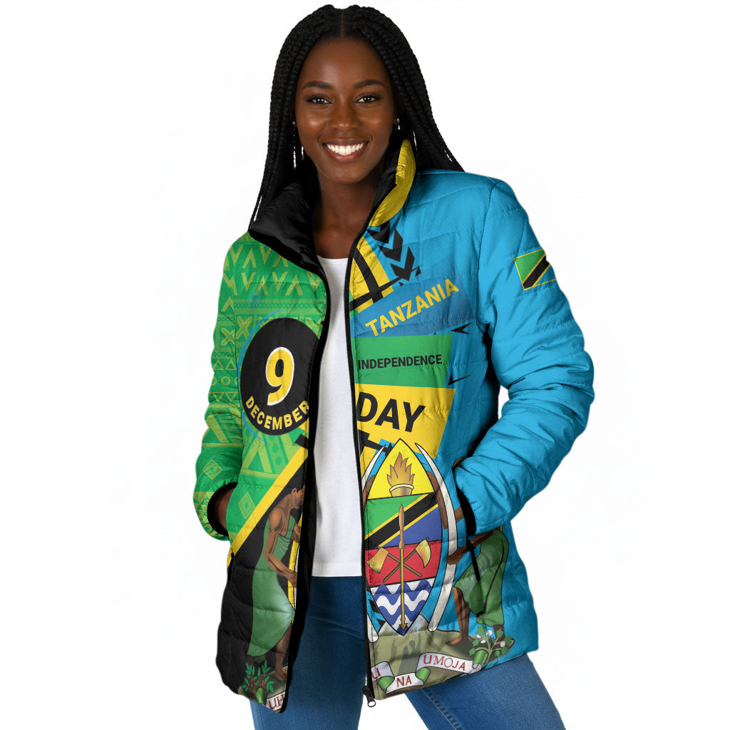 Personalized Tanzania African Pattern Padded Jacket Happy Independence Day