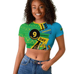 Personalized Tanzania African Pattern Raglan Cropped T shirt Happy Independence Day