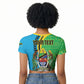 Personalized Tanzania African Pattern Raglan Cropped T shirt Happy Independence Day