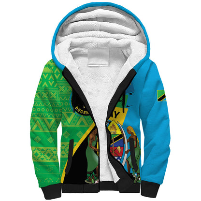 Personalized Tanzania African Pattern Sherpa Hoodie Happy Independence Day