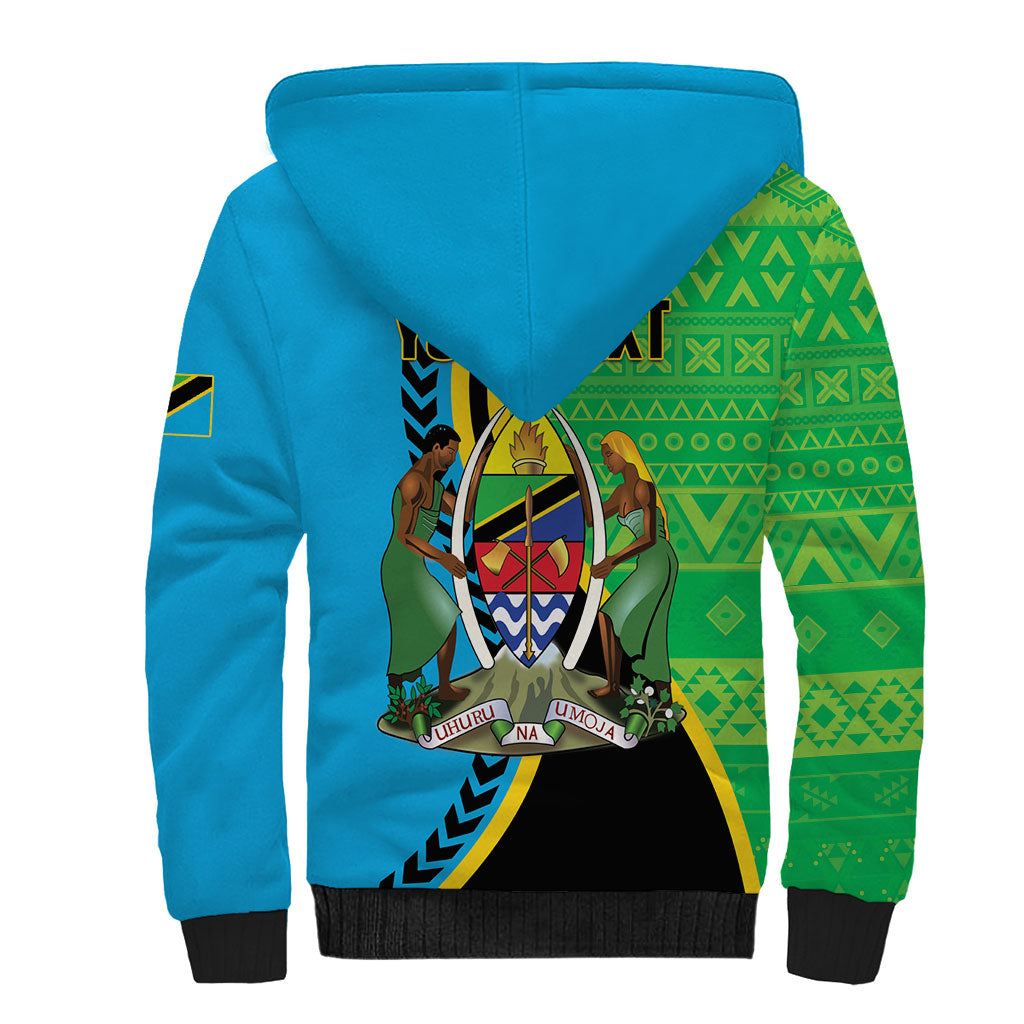 Personalized Tanzania African Pattern Sherpa Hoodie Happy Independence Day