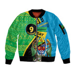 Personalized Tanzania African Pattern Sleeve Zip Bomber Jacket Happy Independence Day