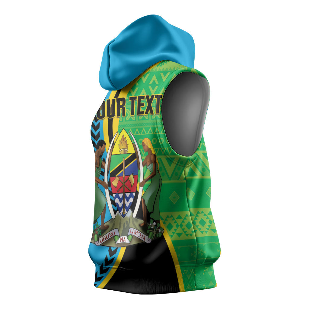 Personalized Tanzania African Pattern Sleeveless Hoodie Happy Independence Day