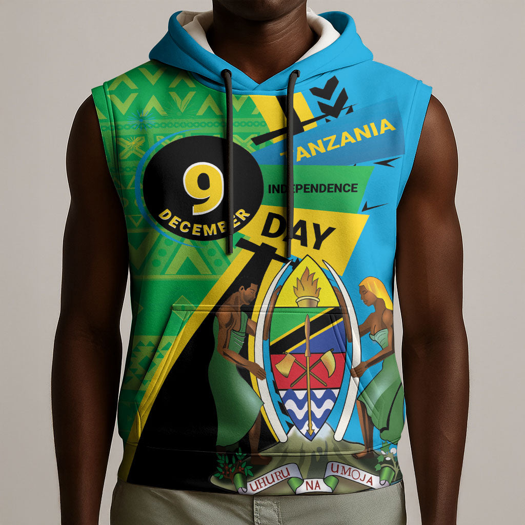 Personalized Tanzania African Pattern Sleeveless Hoodie Happy Independence Day
