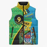 Personalized Tanzania African Pattern Sleeveless Puffer Jacket Happy Independence Day