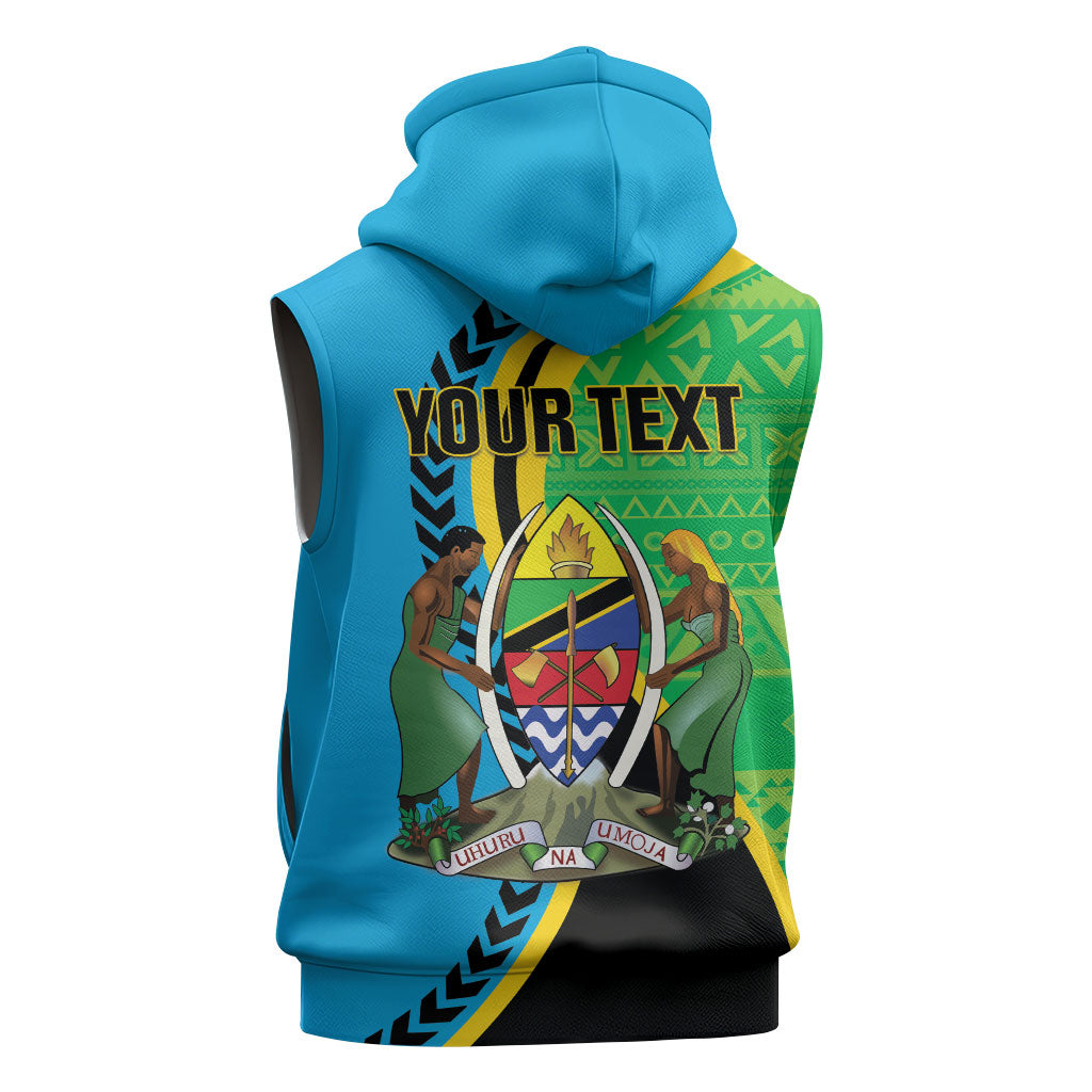 Personalized Tanzania African Pattern Sleeveless Zip Hoodie Happy Independence Day