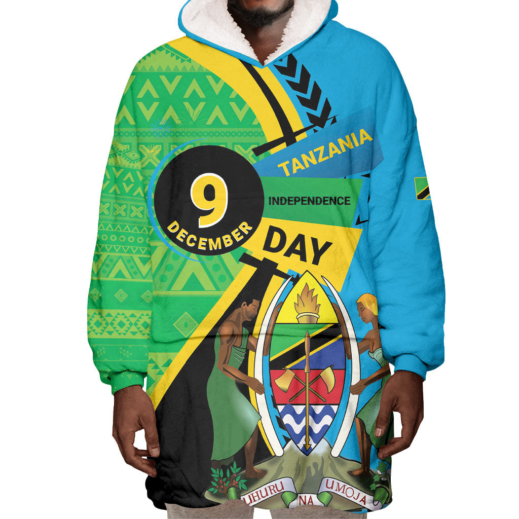 Personalized Tanzania African Pattern Wearable Blanket Hoodie Happy Independence Day