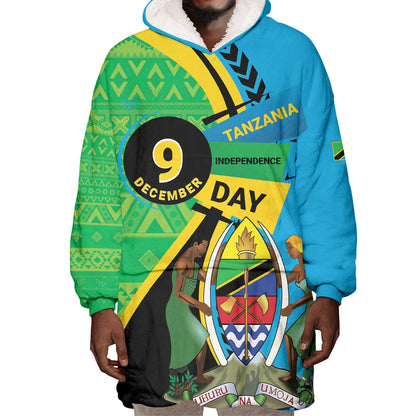 Personalized Tanzania African Pattern Wearable Blanket Hoodie Happy Independence Day