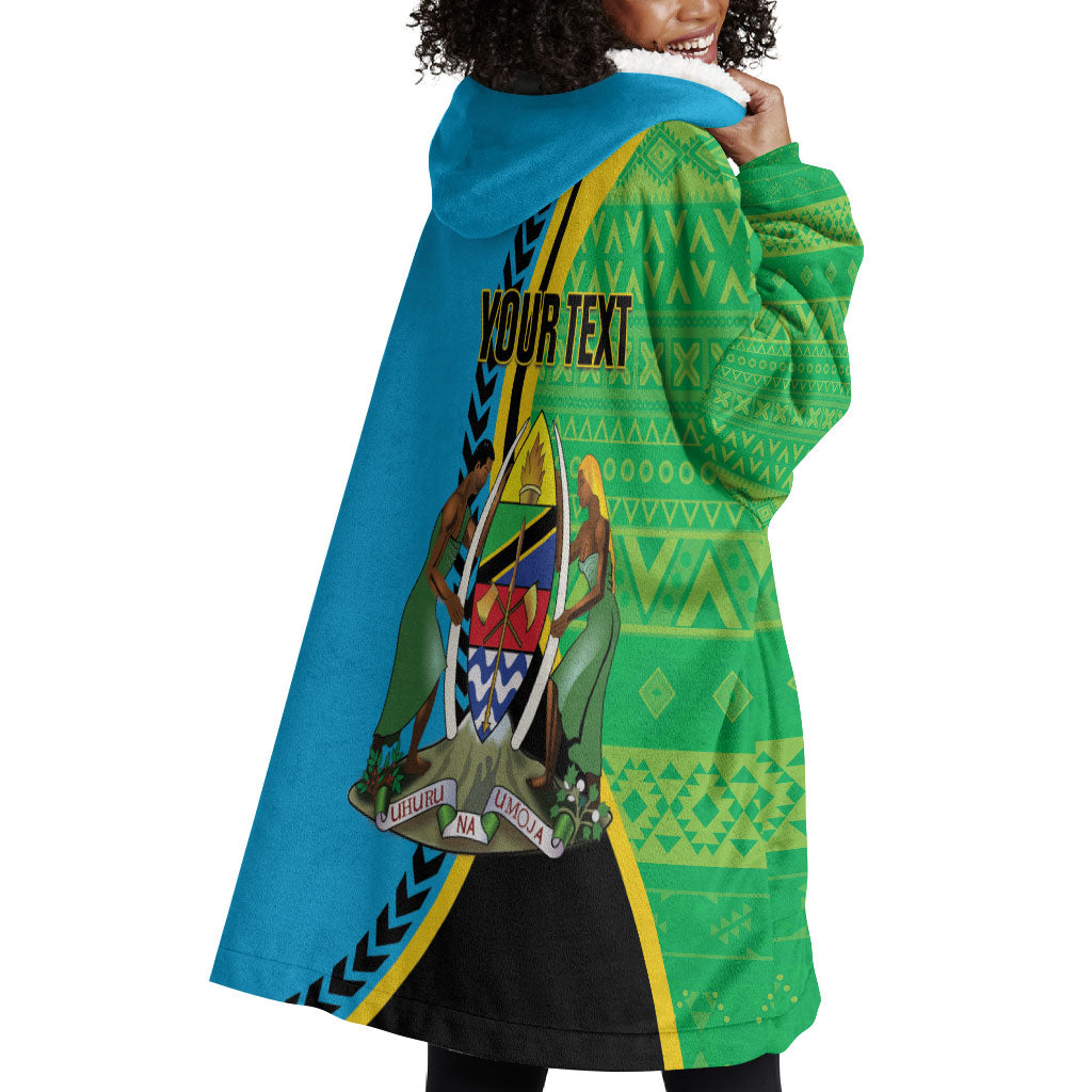 Personalized Tanzania African Pattern Wearable Blanket Hoodie Happy Independence Day
