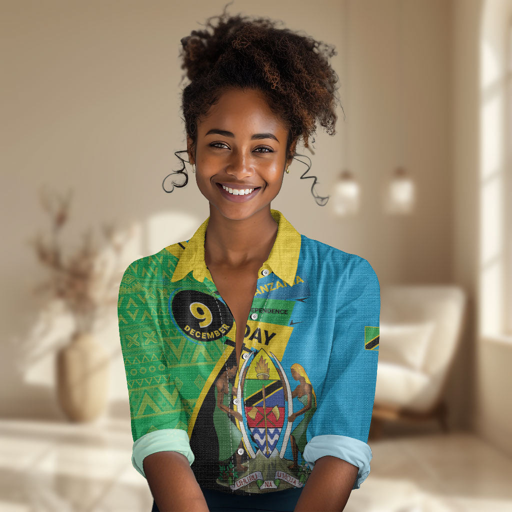 Personalized Tanzania African Pattern Women Casual Shirt Happy Independence Day