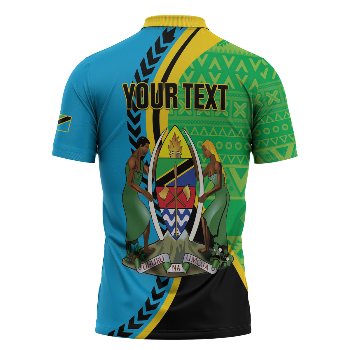 Personalized Tanzania African Pattern Zipper Polo Shirt Happy Independence Day