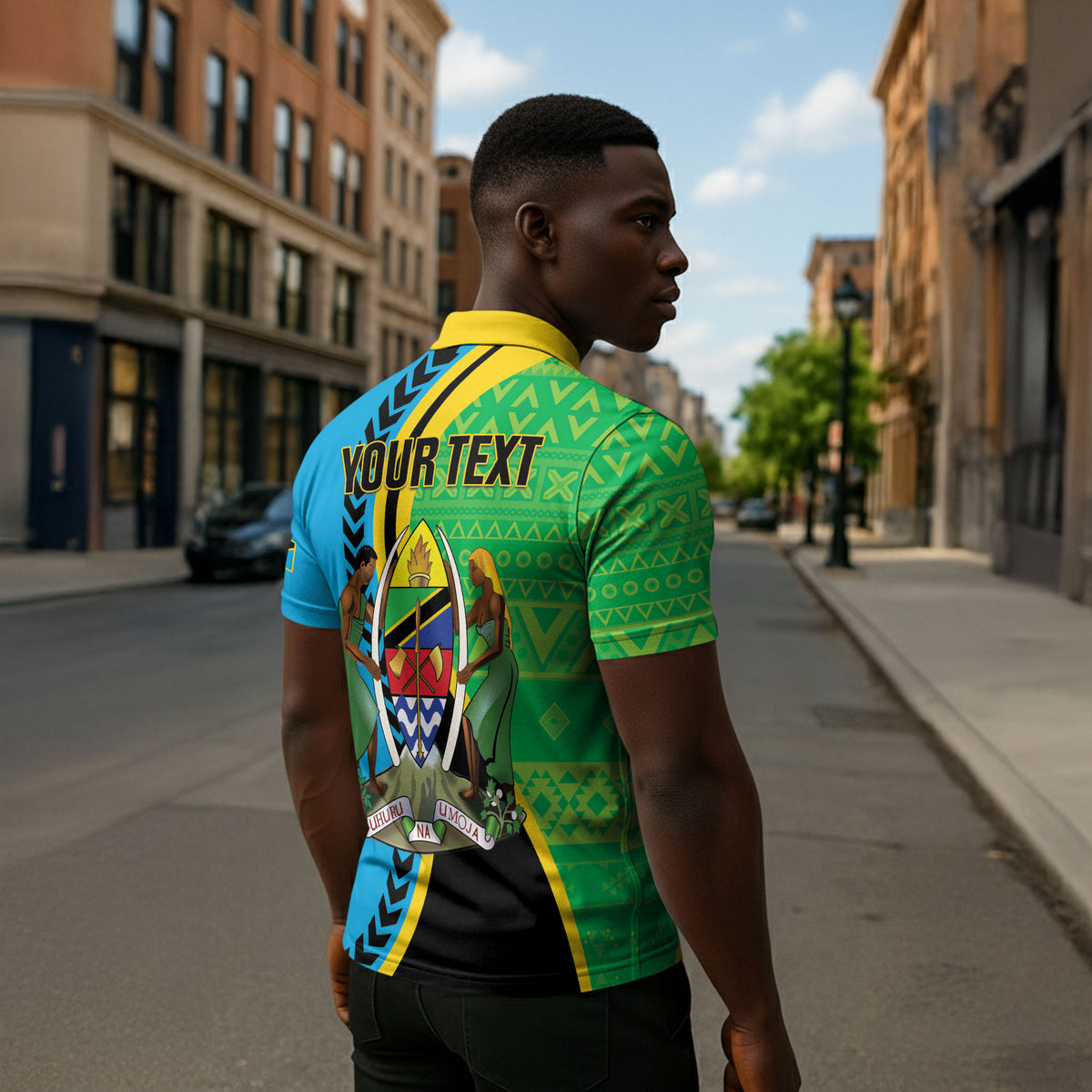 Personalized Tanzania African Pattern Zipper Polo Shirt Happy Independence Day