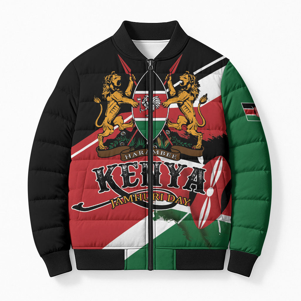 Personalized Kenya Bomber Puffer Jacket Happy Jamhuri Day