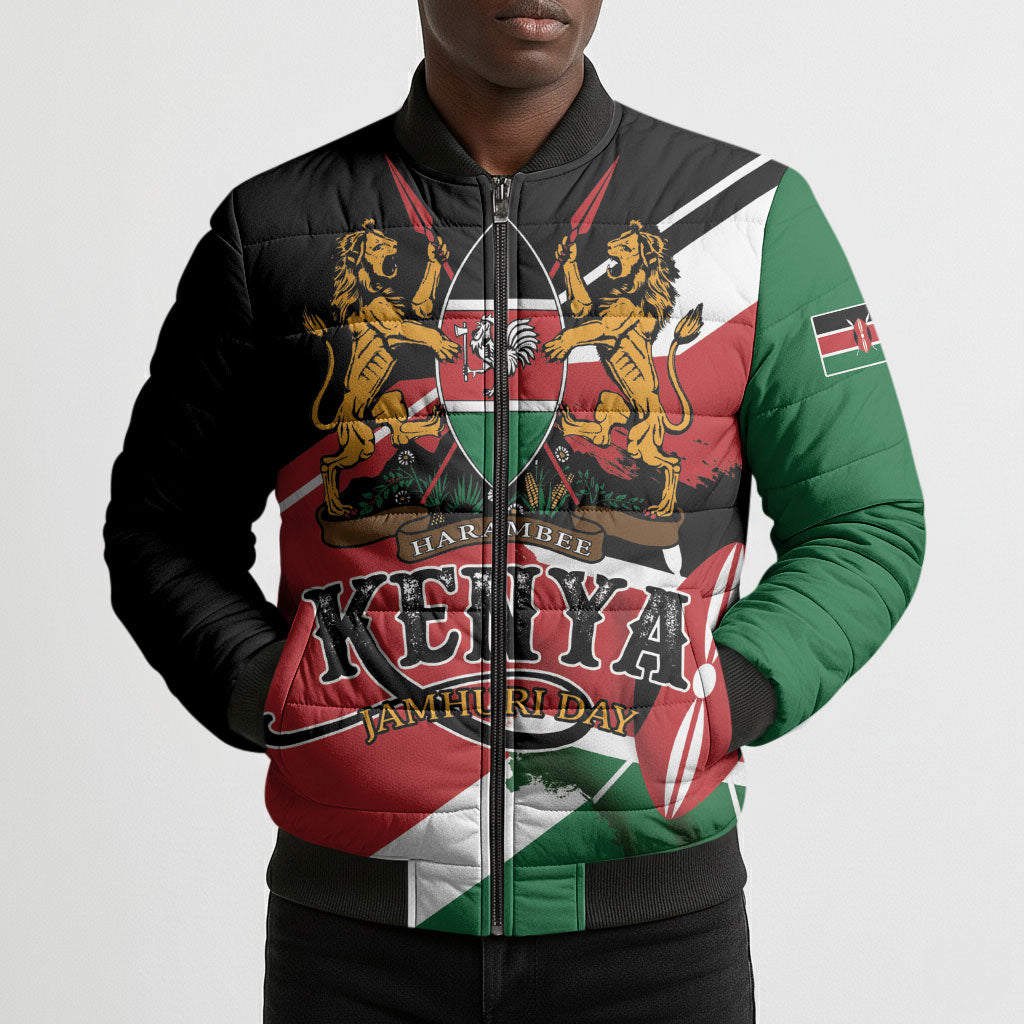 Personalized Kenya Bomber Puffer Jacket Happy Jamhuri Day