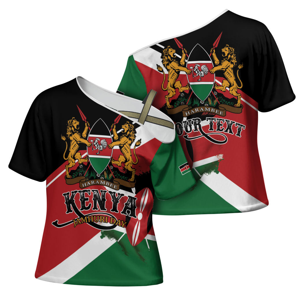 Personalized Kenya Cross Shoulder Shirt Happy Jamhuri Day