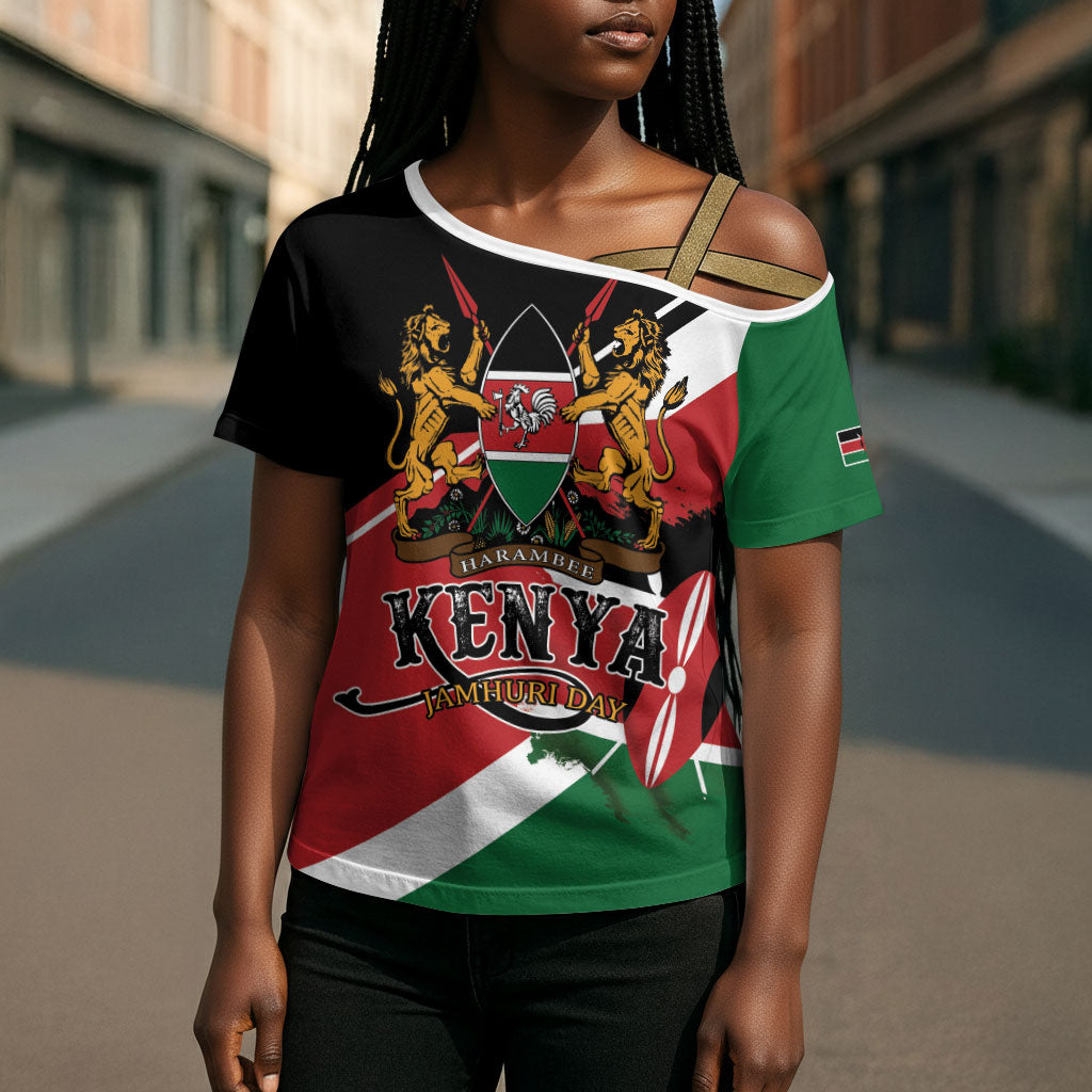 Personalized Kenya Cross Shoulder Shirt Happy Jamhuri Day