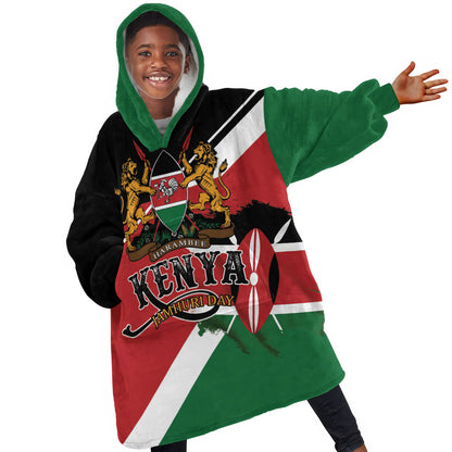 Personalized Kenya Kid Wearable Blanket Hoodie Happy Jamhuri Day