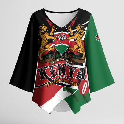 Personalized Kenya Kimono Sleeve Blouse Happy Jamhuri Day