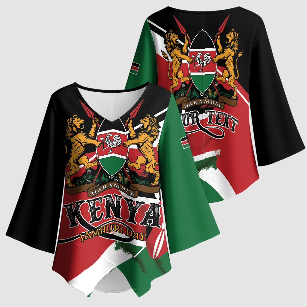Personalized Kenya Kimono Sleeve Blouse Happy Jamhuri Day