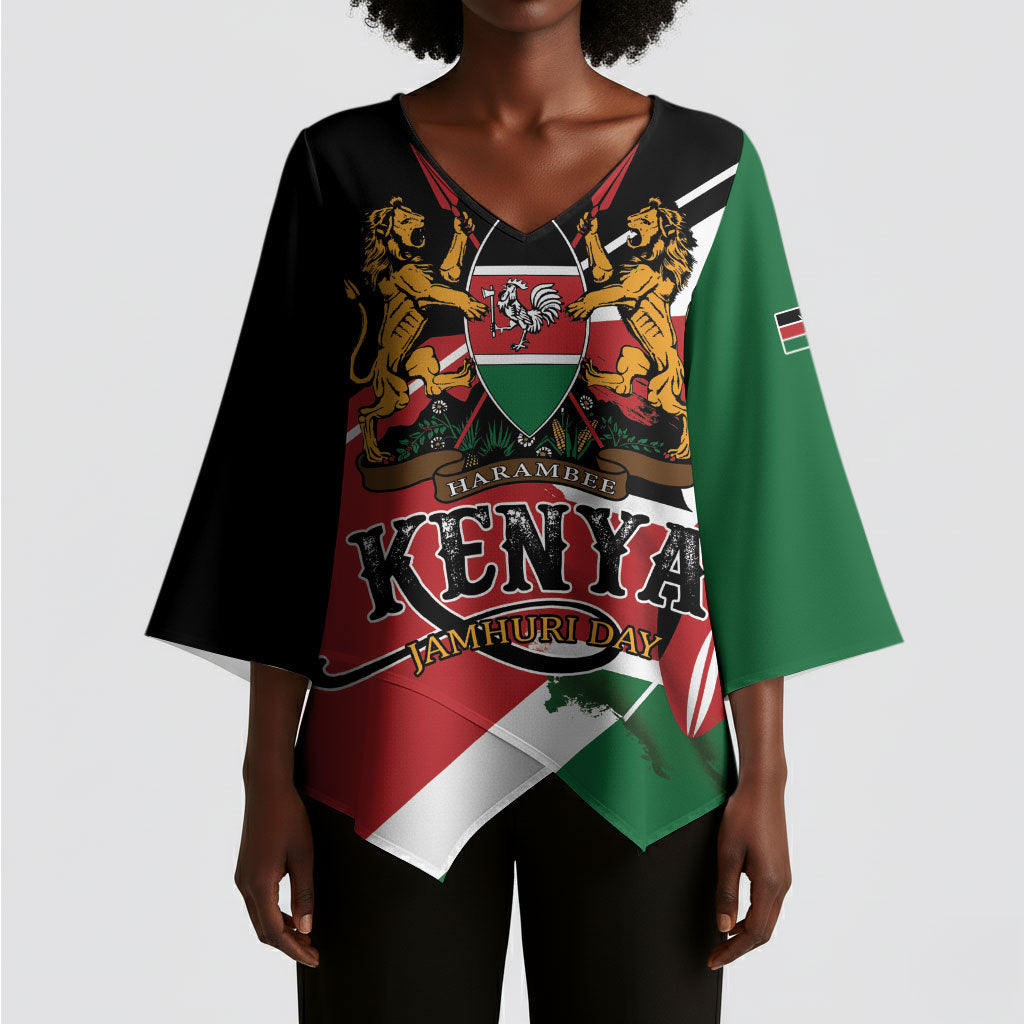 Personalized Kenya Kimono Sleeve Blouse Happy Jamhuri Day