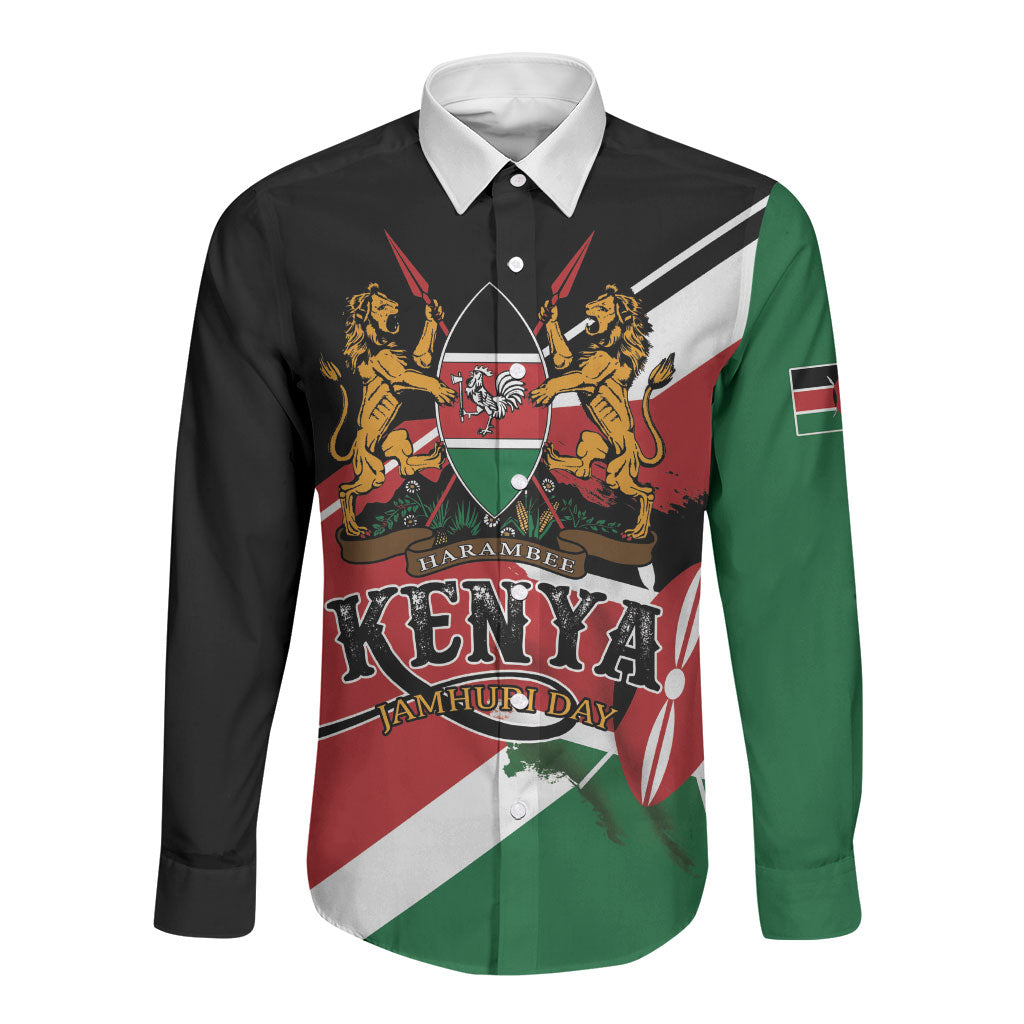 Personalized Kenya Long Sleeve Button Shirt Happy Jamhuri Day