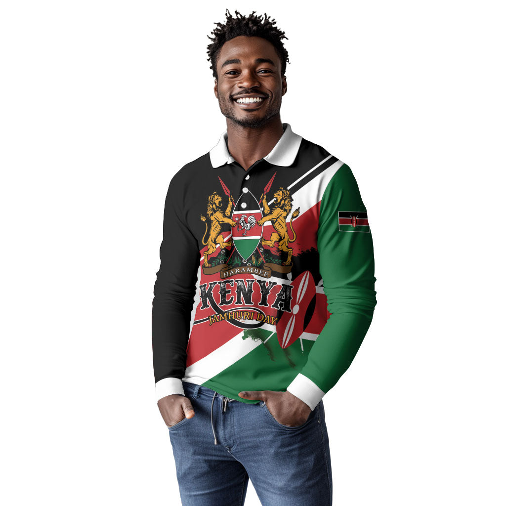 Personalized Kenya Long Sleeve Polo Shirt Happy Jamhuri Day