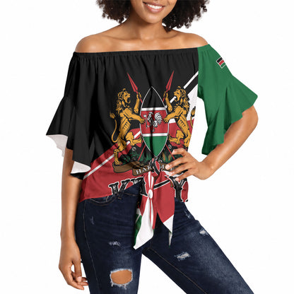 Personalized Kenya Off Shoulder Wrap Waist Top Happy Jamhuri Day