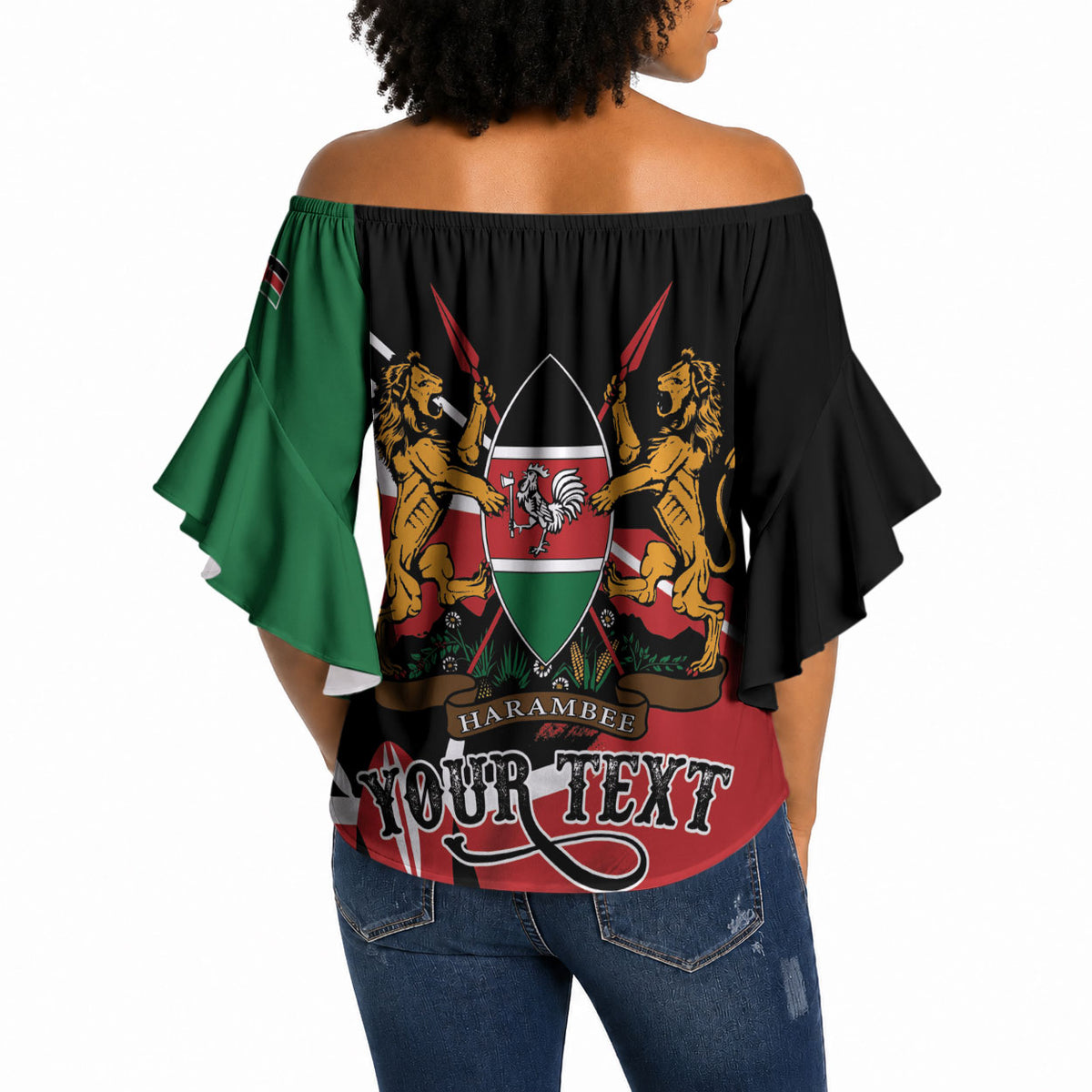 Personalized Kenya Off Shoulder Wrap Waist Top Happy Jamhuri Day