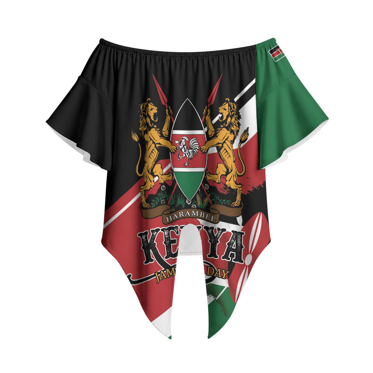 Personalized Kenya Off Shoulder Wrap Waist Top Happy Jamhuri Day