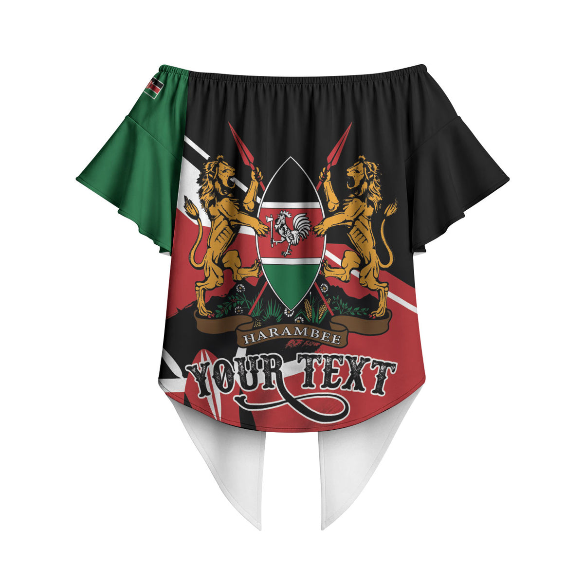 Personalized Kenya Off Shoulder Wrap Waist Top Happy Jamhuri Day