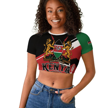 Personalized Kenya Raglan Cropped T shirt Happy Jamhuri Day