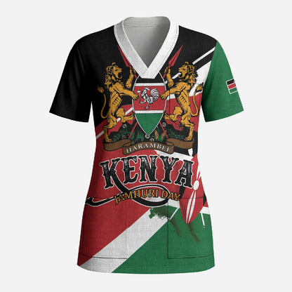 Personalized Kenya Scrub Top Happy Jamhuri Day