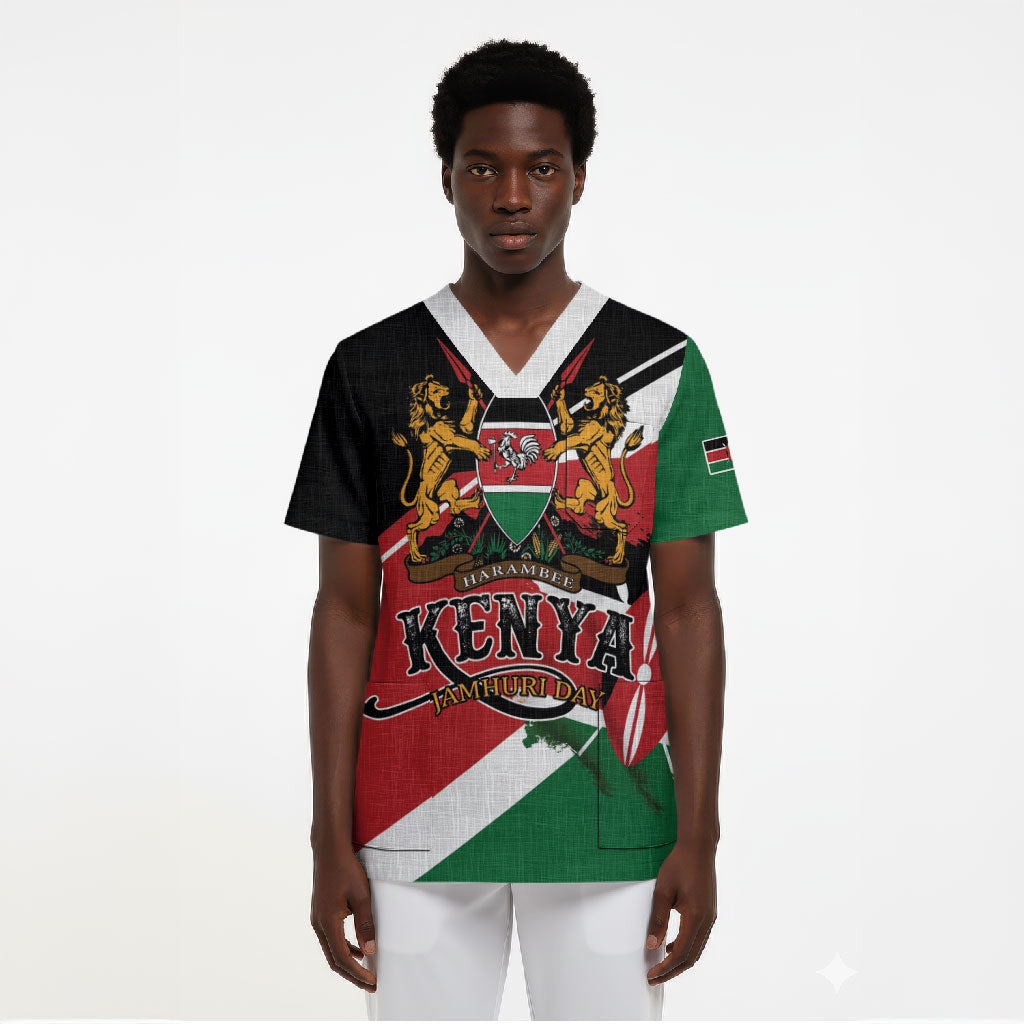 Personalized Kenya Scrub Top Happy Jamhuri Day