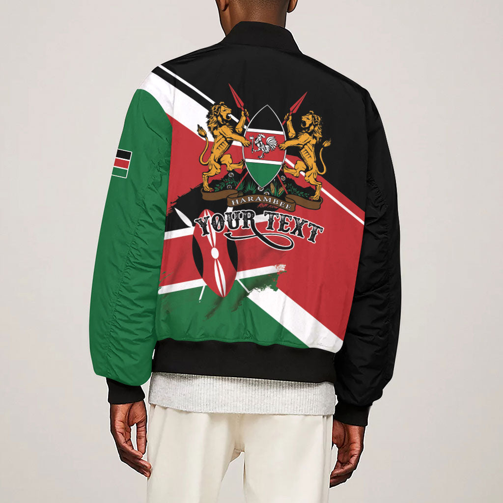 Personalized Kenya Sleeve Zip Bomber Jacket Happy Jamhuri Day