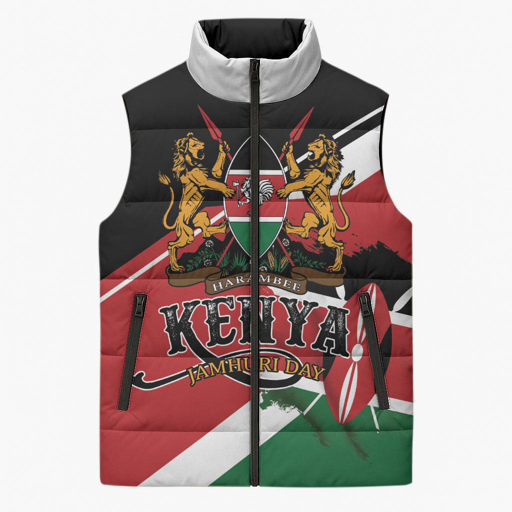 Personalized Kenya Sleeveless Puffer Jacket Happy Jamhuri Day