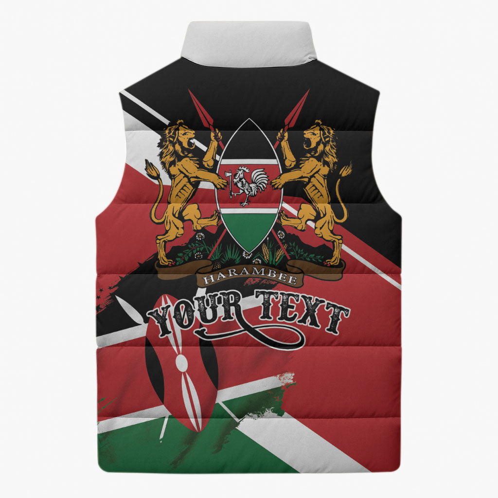 Personalized Kenya Sleeveless Puffer Jacket Happy Jamhuri Day