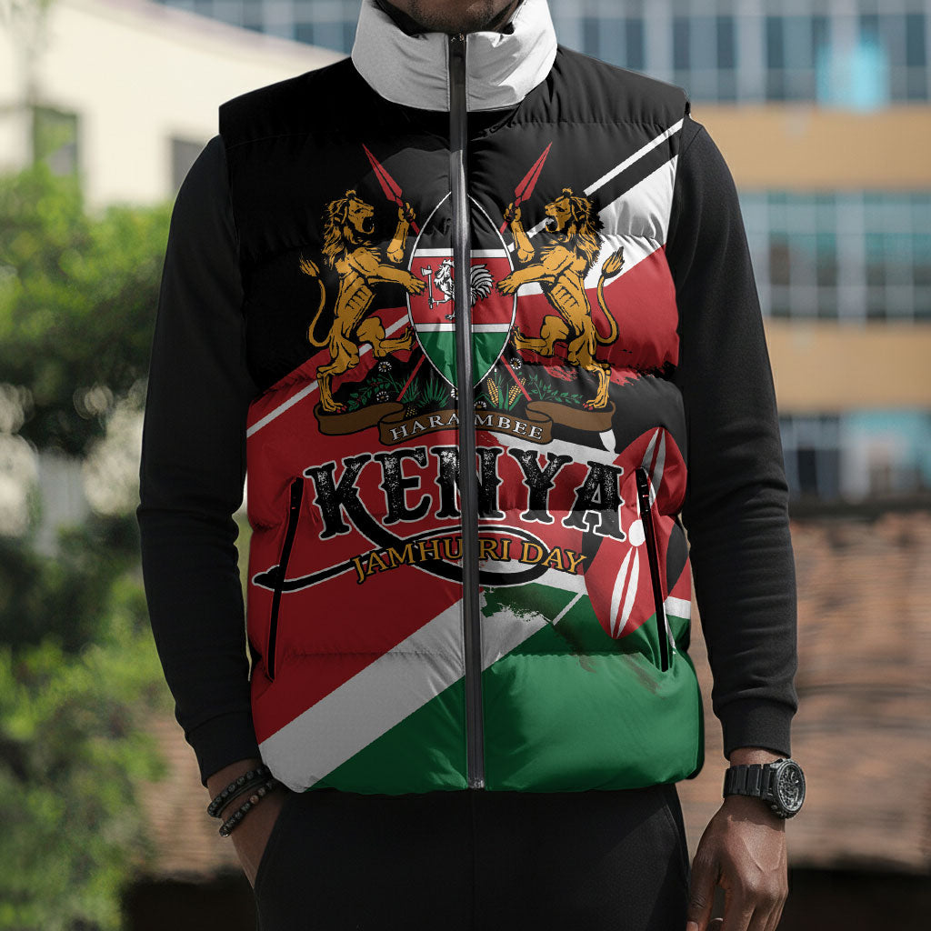 Personalized Kenya Sleeveless Puffer Jacket Happy Jamhuri Day