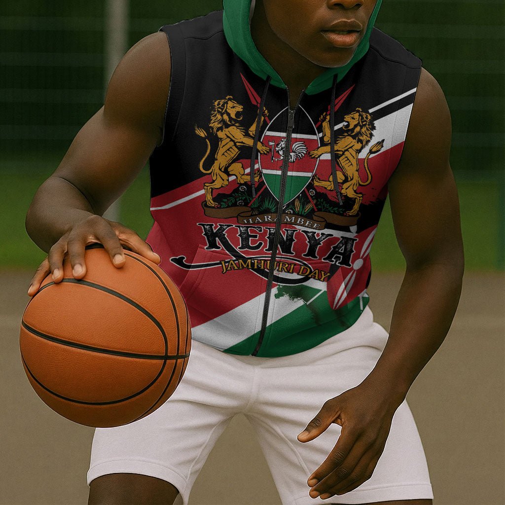 Personalized Kenya Sleeveless Zip Hoodie Happy Jamhuri Day