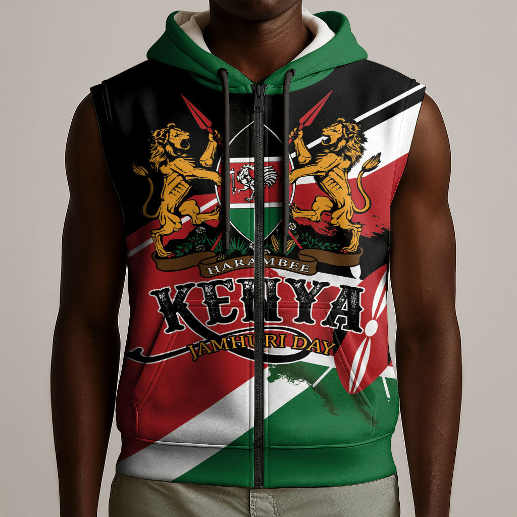 Personalized Kenya Sleeveless Zip Hoodie Happy Jamhuri Day