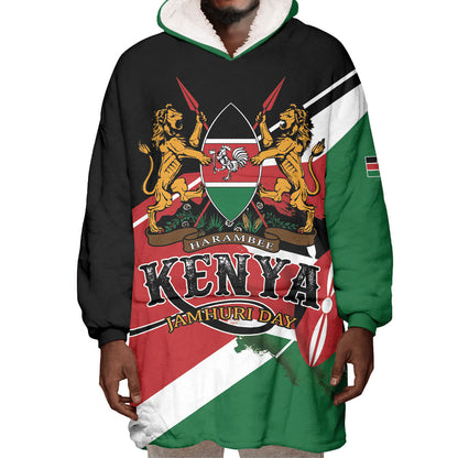 Personalized Kenya Wearable Blanket Hoodie Happy Jamhuri Day