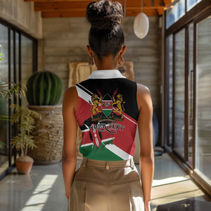 Personalized Kenya Women Sleeveless Polo Shirt Happy Jamhuri Day