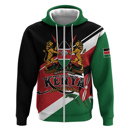 Personalized Kenya Zip Hoodie Happy Jamhuri Day