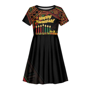 Personalized African Happy Kwanzaa Kid Short Sleeve Dress