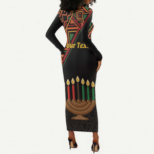 Personalized African Happy Kwanzaa Long Sleeve Bodycon Dress