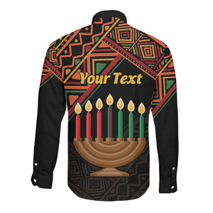 Personalized African Happy Kwanzaa Long Sleeve Button Shirt